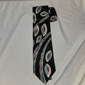Bugatti Men's Black Geometric Pattern Silk Necktie